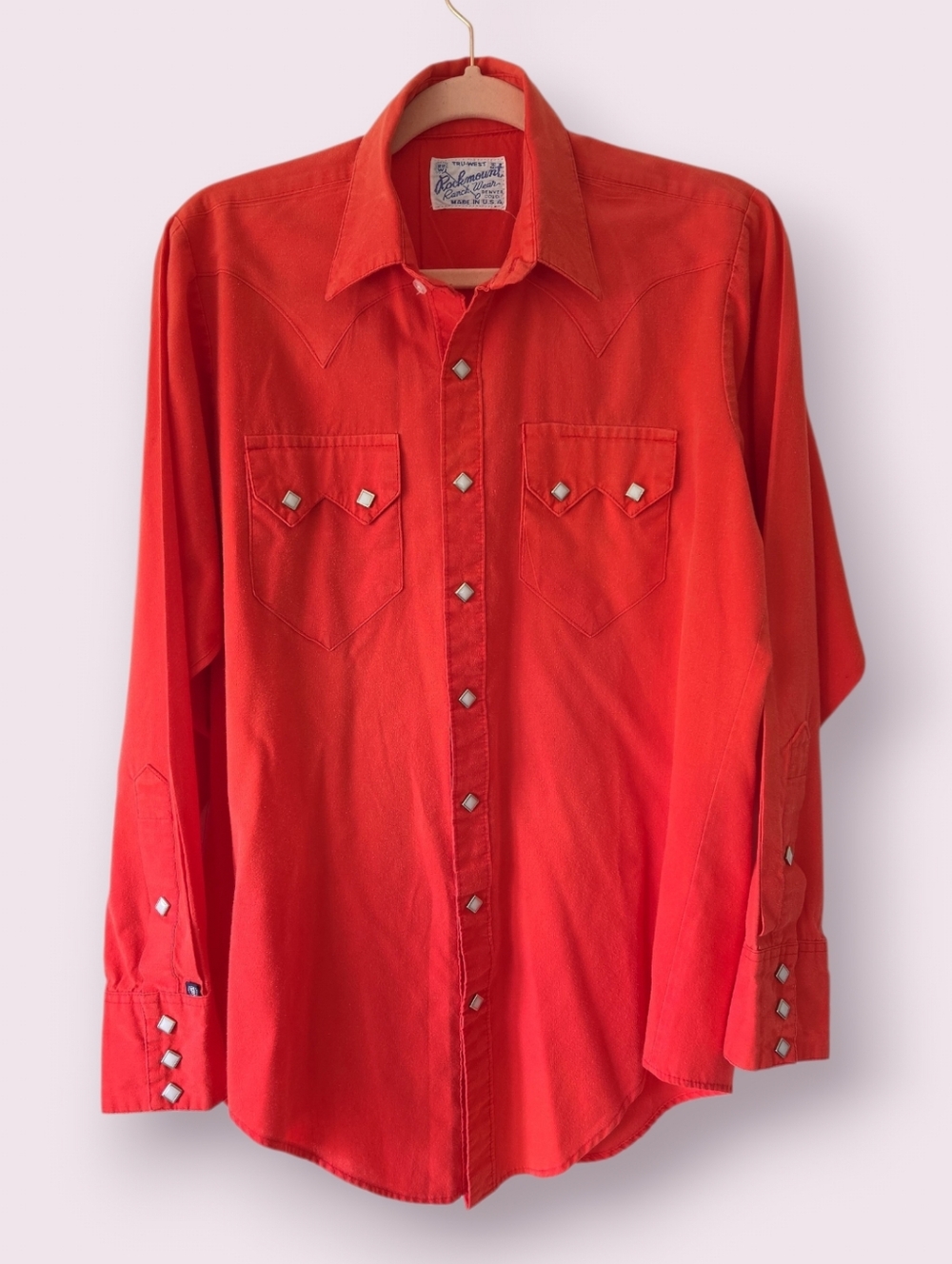 Vintage Rockmount Ranch Wear Western Pearl Snap Cowboy Shirt Red
